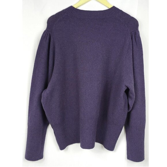 J. Crew Puff-Sleeve Balloon Sleeve Crewneck Purple Sweater in Supersoft Yarn NWT - Picture 2 of 9